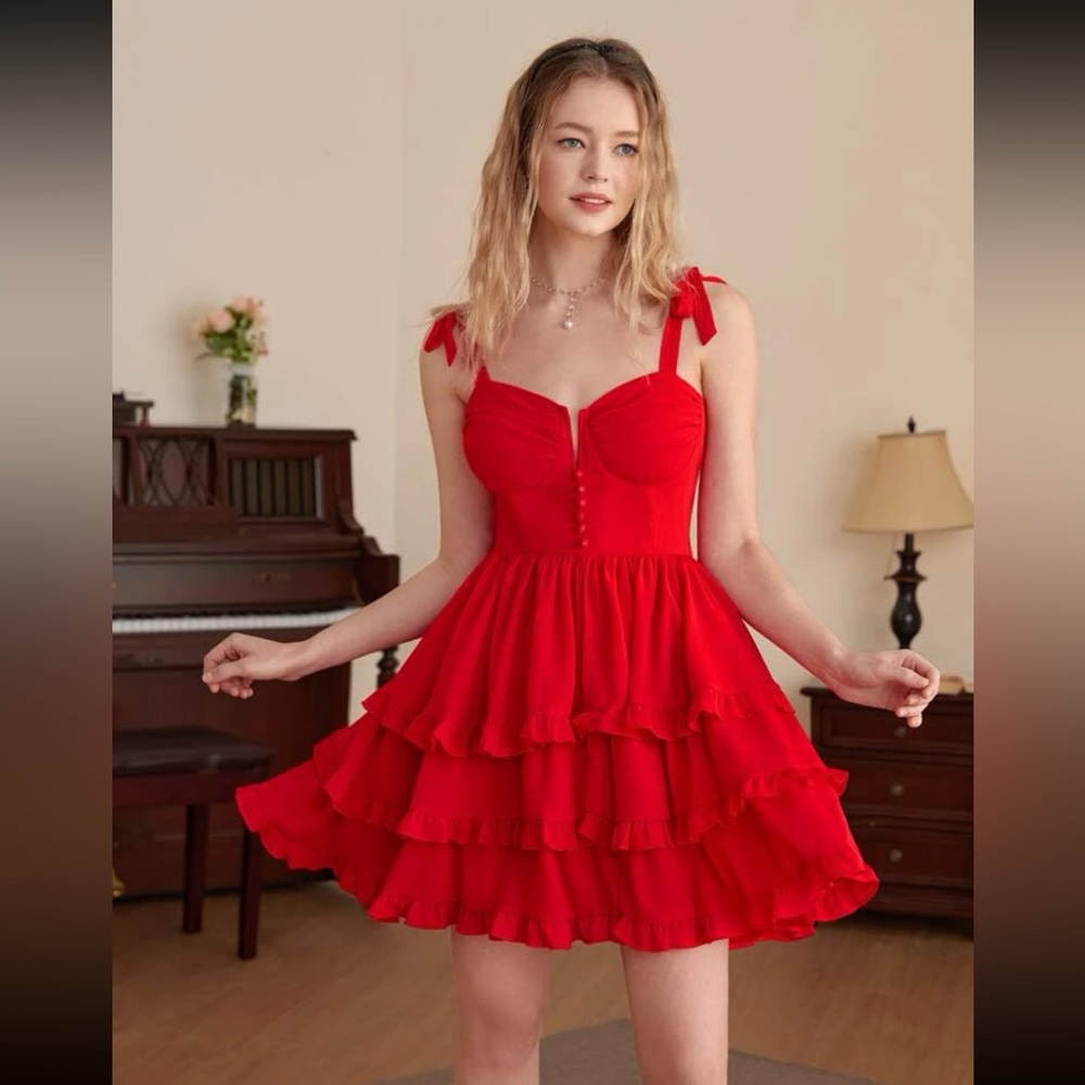 Romantic red summer dress